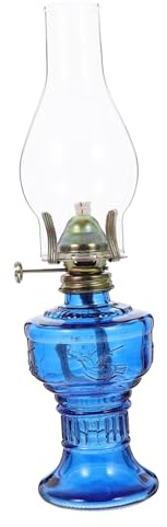 BAZEITFLOW Lampe à Pétrole Rétro Verre Robuste Lampe à Huile Ancienne Décorative pour Intérieur Ambiance Maison Mariage Et Camping Résistance Haute Température Éclairage Appoint Pratique