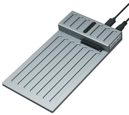GLOTRENDS H9 Dock de SSD/HDD Plano 20Gbps USB-C a 2.5/3.5 Pulgadas U.2/U.3 & SATA, Controlador RTL 9220, Cuerpo de Aleación de Aluminio, Cables USB C a C y C a A