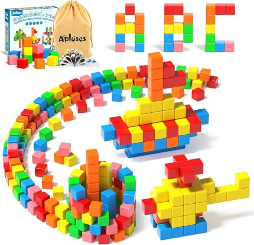 Apluses Magnetische Bausteine, Magnetbausteine Kinder ab 3+ Jahre | Montessori Spielzeug, Magnetwürfel, Magneten für Kinder im Alter von 3-8 Jahren, Jungen und Mädchen