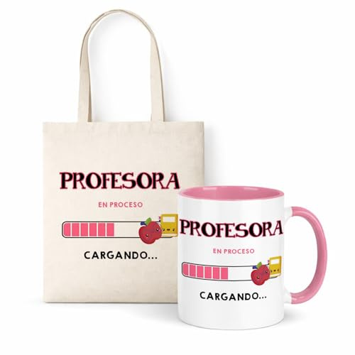 Kembilove® Taza + Bolsa Profesora | Regalo Original para Profe Infantil, Guardería o Primaria | Set Personalizado para Profesoras y Profesores | Detalle Fin de Curso