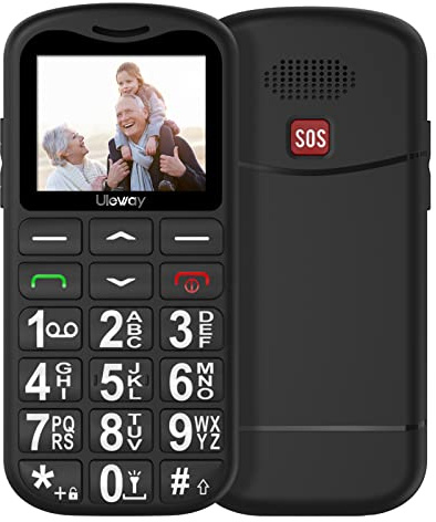uleway Telefono Cellulare per Anziani, GSM Dual SIM Cellulare con Tasti Grandi e Volume Alto, Funzione SOS, Chiamata Rapida, Torcia LED, Ricarica USB-C, Nero