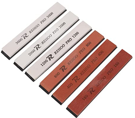 Phefop Kit de Pierres à Aiguiser les Couteaux, Ensemble de Pierres en Corindon Blanc pour Ciseaux et Ustensiles de Cuisine, 6 Spécifications Différentes pour les Chefs Professionnels