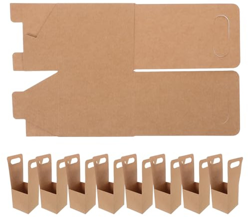 Cabilock 30 Piezas Portavasos de Papel Kraft Portátil para Cerveza Portavasos de Papel Kraft Desechable para Llevar con Asa