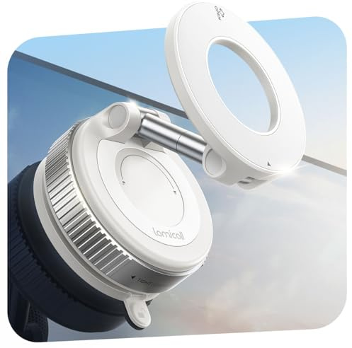 Lamicall Soporte Móvil Coche para MagSafe - [Ventosa de Vacío & 24X N55 Imanes] 360° Rotación, Soporte Coche para Salpicadero/Parabrisas, Soporte Magnetico para iPhone 16 15 14 13, Otro Smartphone