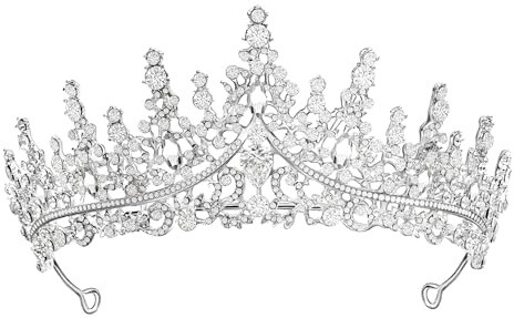 Prinzessin Diadem Krone für Damen – Silberne Tiara mit Kristall Strass für Hochzeit, Geburtstag Party, Halloween, Karneval & Kostüm-Partys
