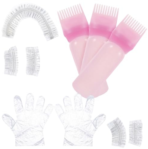 WRITWAA Kit de Tinte Cabello Profesional Botella Aplicadora y Guantes de Peluquería de Plástico para Uso en Salón y Casa
