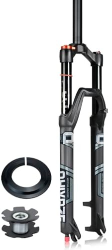 LHHL Mountain Bike Suspension Fork 26/27.5/29'' MTB Air Fork 140mm Travel Rebound Adjust 1-1/8 Straight Front Fork XC AM Black QR 9×100mm Manual/Remote Lockout