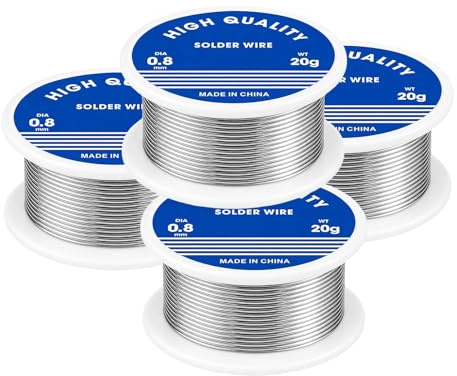4 Rolls Solder Wire, Leaded Solder 0.8mm Soldering Wire Lead Free Plumbing Solder Soldering Flux Core Welding Wire Low Melt Solder Wire with Flux for Repair DIY