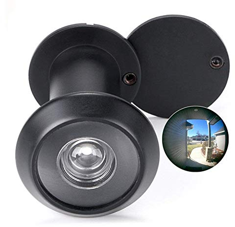 Door Viewer Peephole, Solid Brass 220-degree Door Viewer with Heavy Duty Rotating Privacy Cover for 1-3/8 to 2-1/6 Doors for Home Office Hotel (Black)