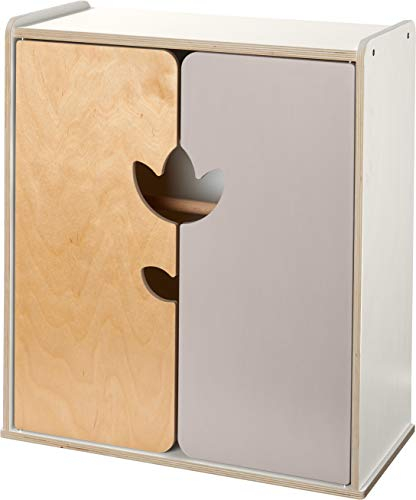 HABA 304861 - Puppenschrank Tulpentraum, Zubehör für alle HABA-Puppen, mit Tulpendekor, inklusive 1 Einlegeboden, 1 Stange und 3 Kleiderbügel, ab 18 Monaten