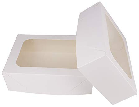 ZMCYN 20 Pack 8x5.75x2.5 White Cookie Boxes with Window, Paper Cake Box | Bakery Boxes Treat Box for Cookies, Pastries, Biscuits, Pie