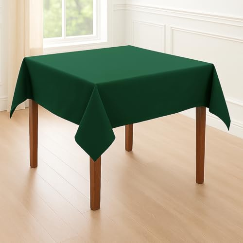 Hans-Textil-Shop Tischdecke Dunkelgrün 80×80 Baumwolle – Uni Tischtuch quadratisch, pflegeleicht & bügelfest, handgefertigte Baumwoll Tischdecke mit 4-Seiten-Saum für Küche, Esszimmer & Deko
