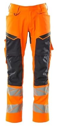 Mascot 19579-236-14010 Accelerate Safe Prowash Stretch Zones Zweifarbig Hose mit Knietaschen, Hi-Vis Orange/Schwarzblau, 76C56 Größe