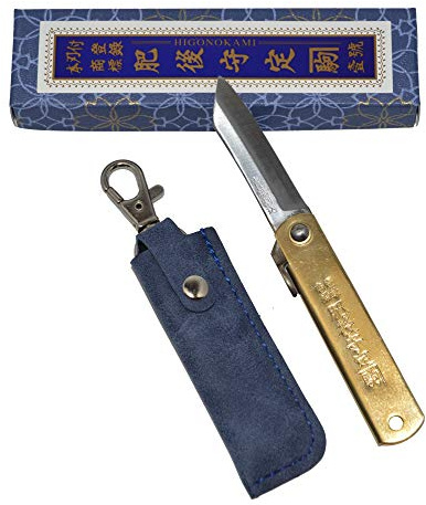 HIGO NO KAMI Klappmesser Taschenmesser Japanisches Warikomi Fall Blau by Nagao Kanekoma