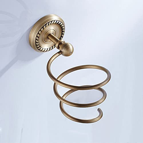 LIJUCAI Bronze Bathroom Accessories Antique Toilet Brush Holder Vintage WC Roll Paper Holder Ceramic Double Cup Holder Brass Soap Dishes,Hairdry Holder
