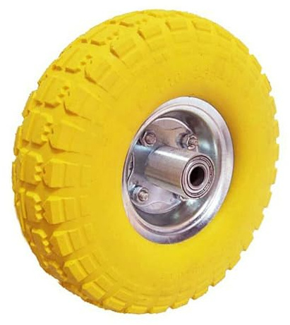 YORKSHIRE Homeware Wheelbarrow Wheels, 10” Yellow Puncture Proof 4.10/3.50-4 Solid Rubber Tyre Replacement Wheel For Sack Truck, Garden Trolley, Lawn Carts, (Pack of 1)