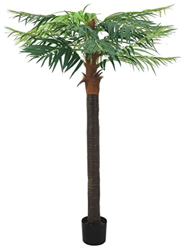 vidaXL Künstliche Palme Phönix mit Topf Kunstpflanze Kunstbaum Zimmerpflanze Dekopflanze Grünpflanze Künstliche Pflanze Deko 215cm Grün
