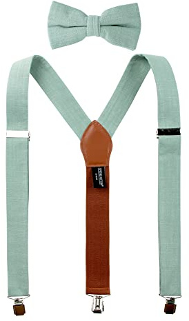 Spring Notion Herren Hosenträger und Fliege aus Leinen-Mischgewebe für Trauzeugen, Hochzeit