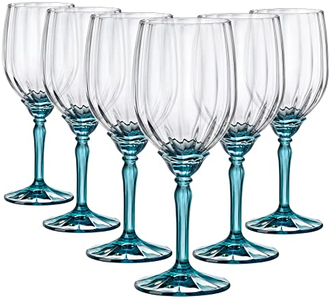 Rocco Bormioli Bormioli Rocco Florian Set of 6 Glass Goblets, Blue Foot, for White Wines, 38 cl