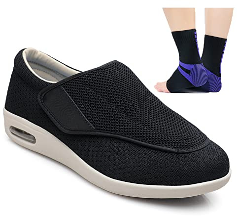 Aocase Zapatos para diabéticos para Pies Hinchados Zapatos Obesos para Hombres Mujere Zapatos Ortopédicos Respirable para Ancianos Zapatos Preventivos de Salud Extra Anchos,Negro,39 EU