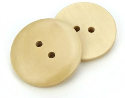 12 edle Holzknöpfe 25mm rund natur 2-Loch Knopf Knöpfe Holzknopf zum annähen basteln nähen scrapbooking Jackenknöpfe Bastelknöpfe Zweiochknöpfe hell