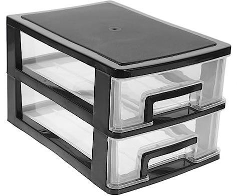 Homoyoyo Boîte de Rangement Plastique Tiroir, Organisateur de Bureau Multifonction Noir, Protège L'humidité, pour Salon ou Commode