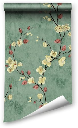 LZH-LP Carta da Parati Stacca e Incolla, 44.5x1200CM Floreale a Contatto Carta da parati Autoadesiva per Uccelli Pellicola in Vinile Rimovibile