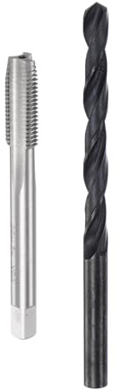 sourcing map Metric Tap and Drill Bit Set, M8 x 1 Thread Tap & 7mm Black Oxide Twist Drill Bit, Straight Flute Tap Tapping Threading Repair Tool Kit