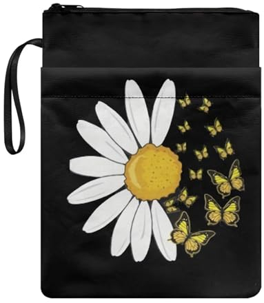 chaqlin Buchhüllen mit Gänseblümchen-Motiv, Geschenk für Buchliebhaber, waschbar, für Mädchen, Schule, Buchhülle für Taschenbücher