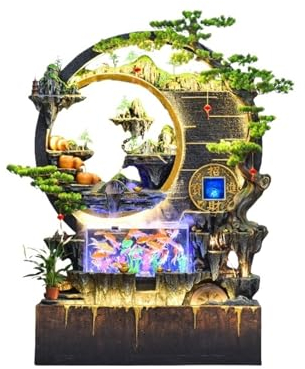 Fuente Jardin Fuente grande de pie con rocalla, pantalla de pared con fuente de agua de entrada, adornos decorativos for el piso de la sala de estar, adecuada for sala de estar, entrada, balcón, patio