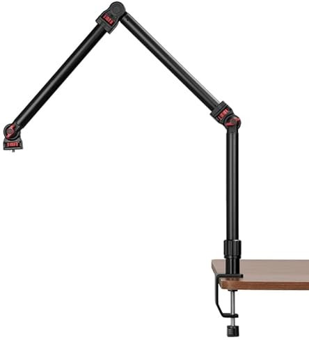 REFLEX CAMERA 37 Articulating Magic Arm Overhead Camera Mount, 3.3kg Load Capacity, Boom Arm with 1/4, 3/8, 5/8 Screws, 2-60mm Clamp Range Ideal for DSLR, Photography, Videography & Streaming