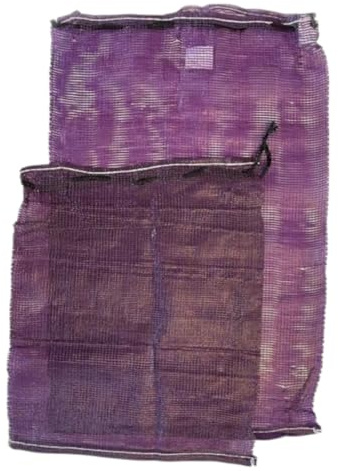 Large (55cm x 80cm) Purple UV Resistant Polypropylene Drawstring Mesh Storage Net Bags for Fruit + Vegetables, Firewood or Logs - Red Onion Bags for Storing - Leno Net Sacks for Aubergines - 100