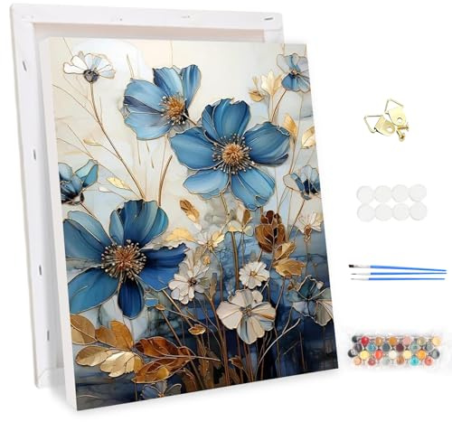 MEIYUDA Peinture par Numero Adulte avec Cadre, Fleur de lotus DIY Peinture à l'huile par Numéros sur Toile Artisanat avec Pinceaux Peintures Acryliques, Decoration Maison Cadeau 30x40cm