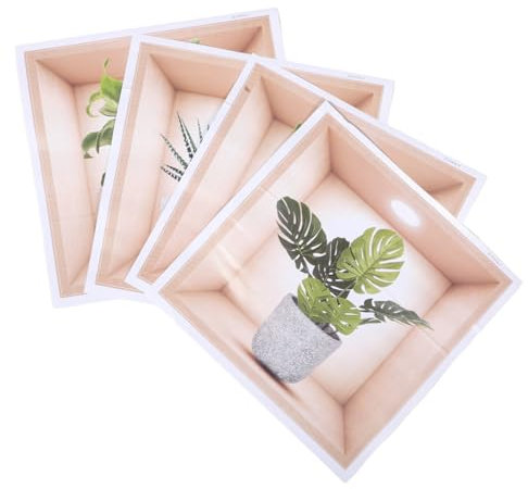 Hemobllo 4pcs PVC Matte Western Pot Plant Wall Decals Sticky Family Wall Decor Stickers for Living Room Home Decoration