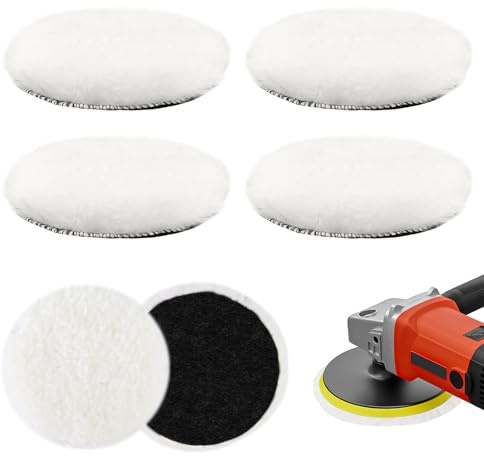 KILDOWS 4 Pezzi Tamponi per Lucidatura Lana, 125mm Dischi per Lucidare in Lana Kit Lucidatura Auto Tampone Lucidatura per Lucidatrice Trapano Pulizia Lucidatura e Ceratura di Auto