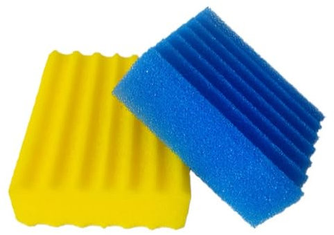 kychenBase CBF-200A / CBF-200T / CBF-200U / MBF-200 Spugne Filtro Laghetto – Ricambio Materiale Filtrante, Spugne in Schiuma Filtrante per Laghetto (1 x Blu Grossolana, 1 x Gialla Fine)
