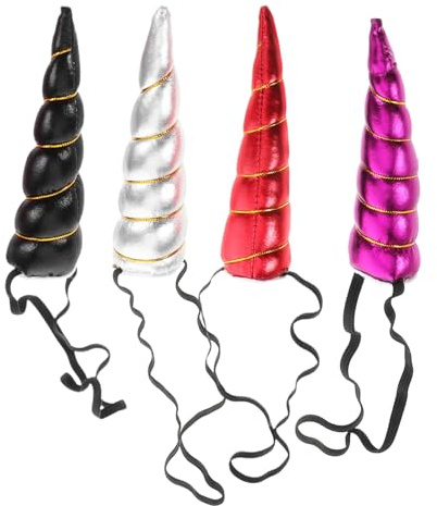 OATIPHO 4stücke Einhorn Haarreif Für Mädchen Kreative Kopfbedeckung Für Halloween Geburtstagsfeiern Cosplay Stilvolles Design in Rot Violett Schwarz Silber