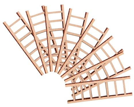 TOYANDONA 8pcs Miniature Ladder Set Wood Material Beige Colour Mini Step Ladder with Realistic Design for Dollhouse Decor and DIY Craft Projects Versatile Decoration and Creative Scene