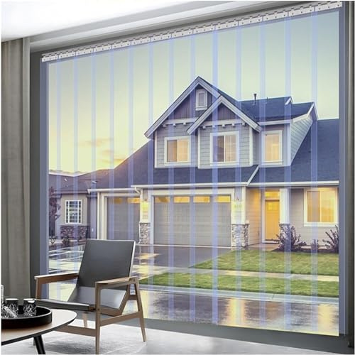 Kit de Cortina de Puerta de Tiras de PVC Comercial para almacenes y talleres. Solución para Almacenamiento en frío de 2,8 mm de Grosor. Ideal para congeladores. Tamaño: 0,9 x 2 m.