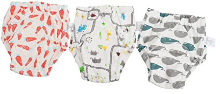 Toyvian 3 Stück Atmungsaktive Waschbare Babywindeln aus Baumwolle und Gauze mit 4-Lagiger Schicht Trainingshosen für Babys zum Töpfchentraining