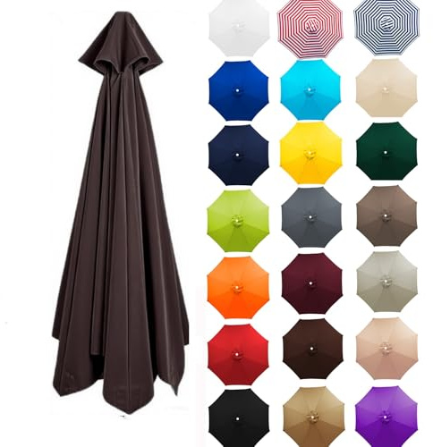 Genérico Protección UV Toldo de repuesto para Parasol, Cubierta de Recambio impermeable, tela repuesto para sombrilla de exterior mesa mercado, Solo toldo(Dark Gray Tan,250cm-8Brazos)
