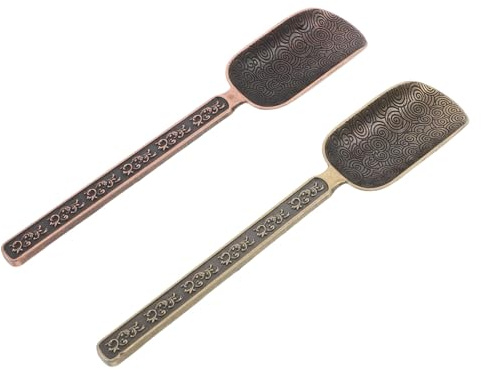 PAMINGONO Cucharas Medidoras para Té de Hojas Sueltas de Aleación Juego de 2 Piezas en Cobre Rojo y Bronce Diseño de Nubes Utensilios Multifuncionales para Preparar Té Kung Fu y Café