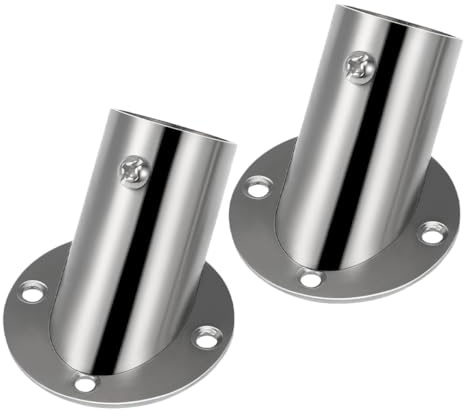 CONGARTENO Support Mural de Tringle à Rideau Angle en Acier Inoxydable 26 Mm, Bride Biseautée pour Barre de Rideau et Porte-serviettes, Lot de 2 Pièces, Fixation Solide pour Salle de Bain