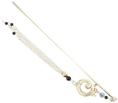 CAXUSD Chinesische Haarnadel im Antiken Stil mit Drachenquaste aus Metall Komfortabler Haarstab für Hochzeiten und Cosplay Traditioneller Zodiac Haarschmuck