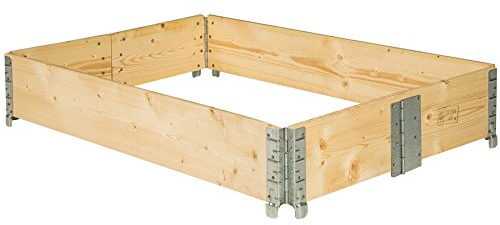 TecTake® Raised Garden Bed with Stackable Frames in Fir Wood, Foldable Raised Bed with Robust Steel Hinges for Easy Storage, Ideal Wooden Planter for Flowers, Vegetables, Fruits & Herbs - 1 Frame