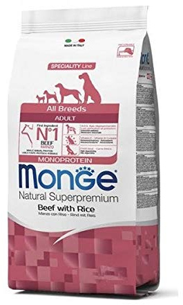 MONGE Natural Superpremium Hundetrockenfutter All Breeds Adult Monoprotein Manzo mit Riso, 2 Säcke à 12 kg