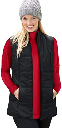 Woman Within Plus Size Quilted Vest - 22/24, Black