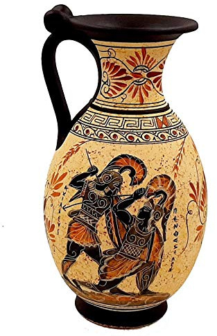 Greek Vase Jug,Oinochoe 26cm,Showing Achilles killing Penthesilea