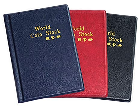 3 Pezzi Raccoglitore per Collezione di Monete, Album Moneta Portamonete, Album Portamonete 360 Tasche, per Monete e Piccole Collezioni di Badge（Rosso, Blu, Nero）