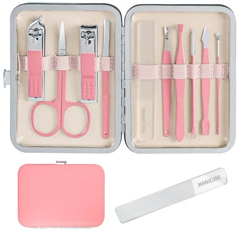 10 in 1 Manicure kit for Women Professional Pink Nail kit, Nail Care kit and Personal Toe Nail Clippers, Complete Manicure Set Women with Travel Beauty Tools Convenience Set